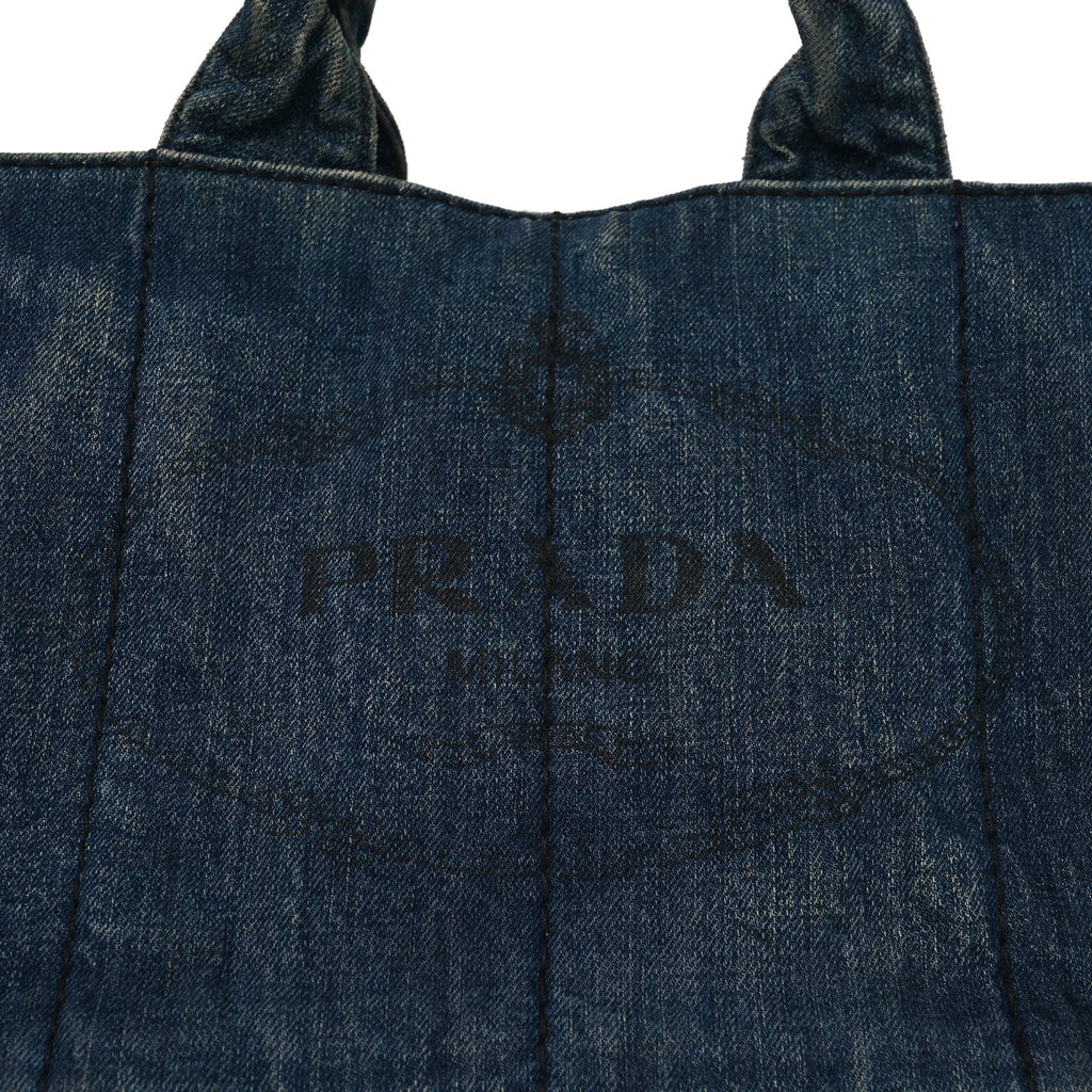 Prada Denim Logo Tote Avio