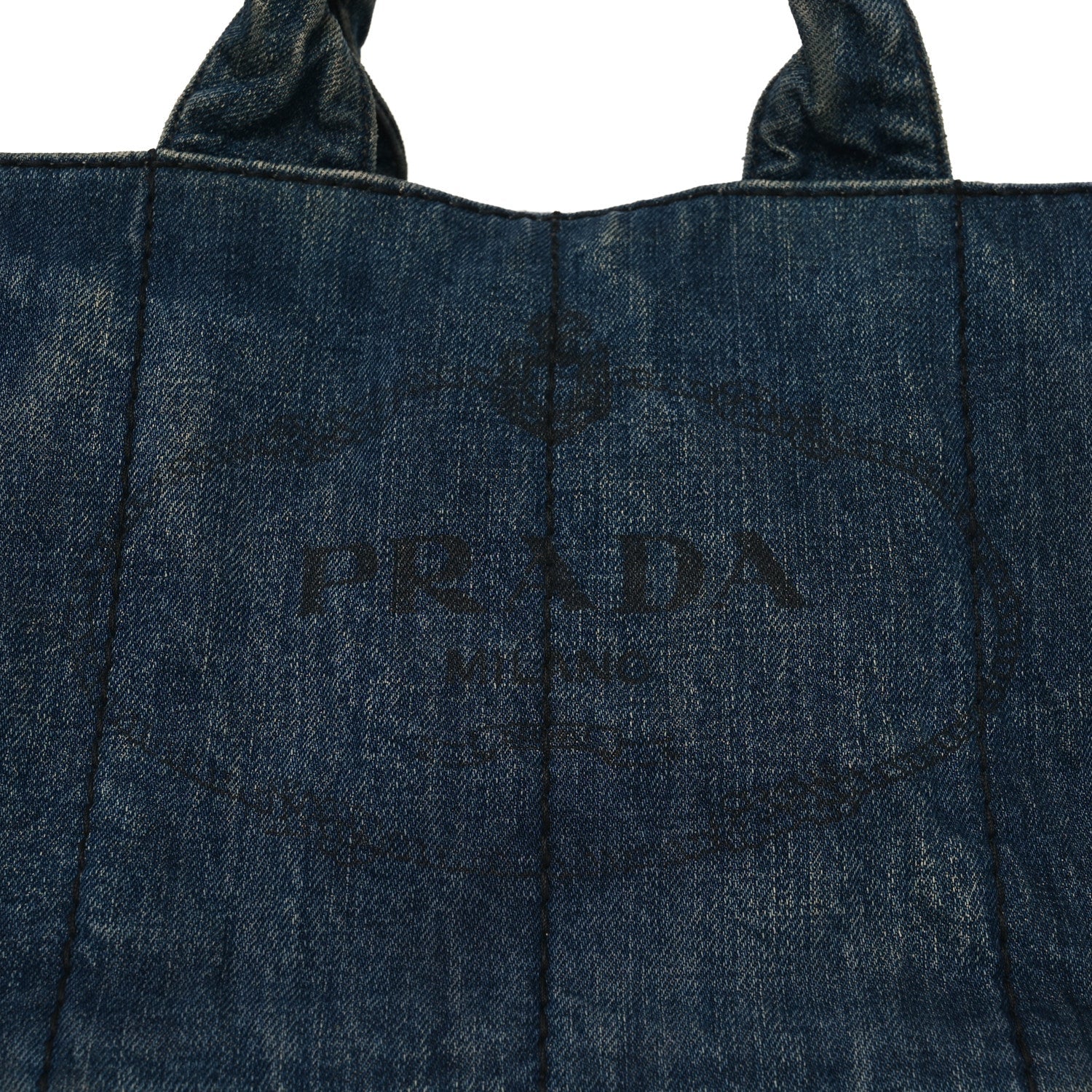 Prada Denim Logo Tote Avio