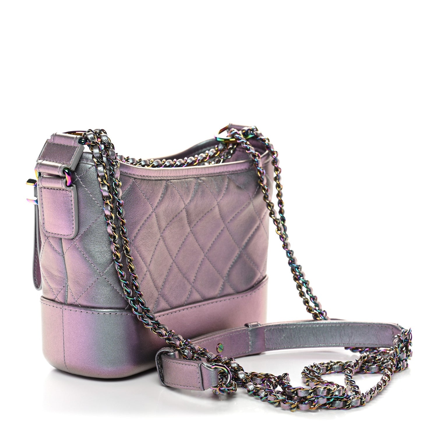 Chanel Iridescent Lambskin Calfskin Quilted Small Gabrielle Hobo Light Purple