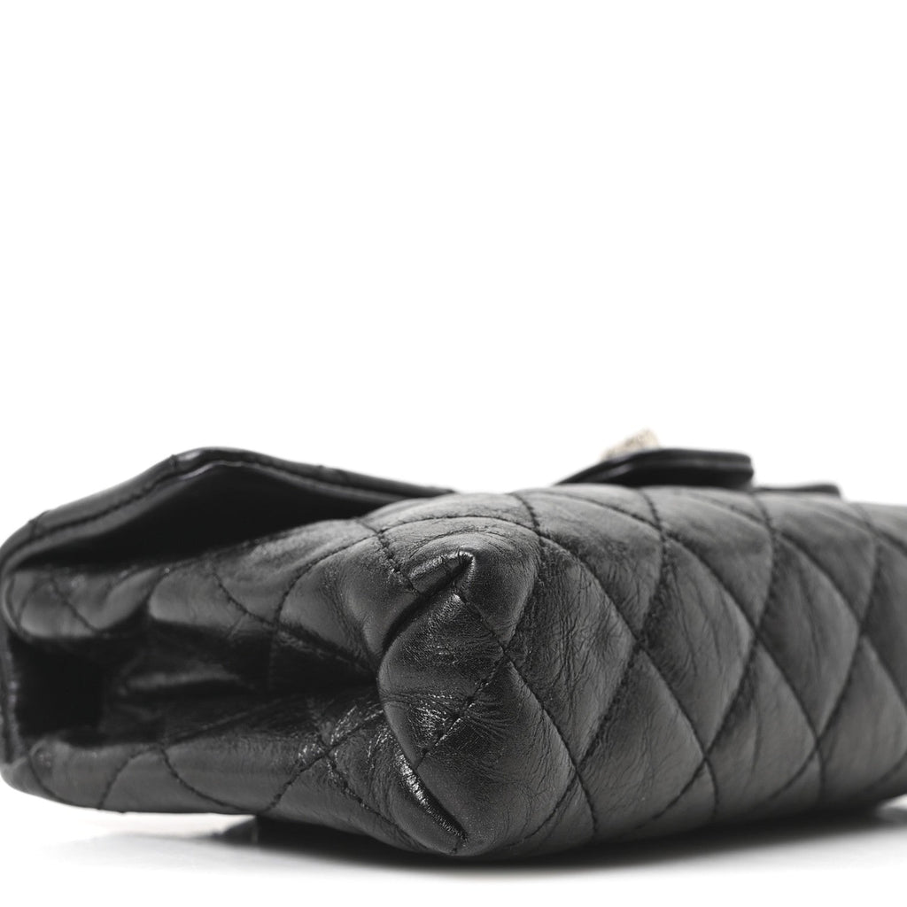 Chanel Glazed Calfskin Quilted 2.55 Reissue Flap Belt Bag Clutch 85 34 Black