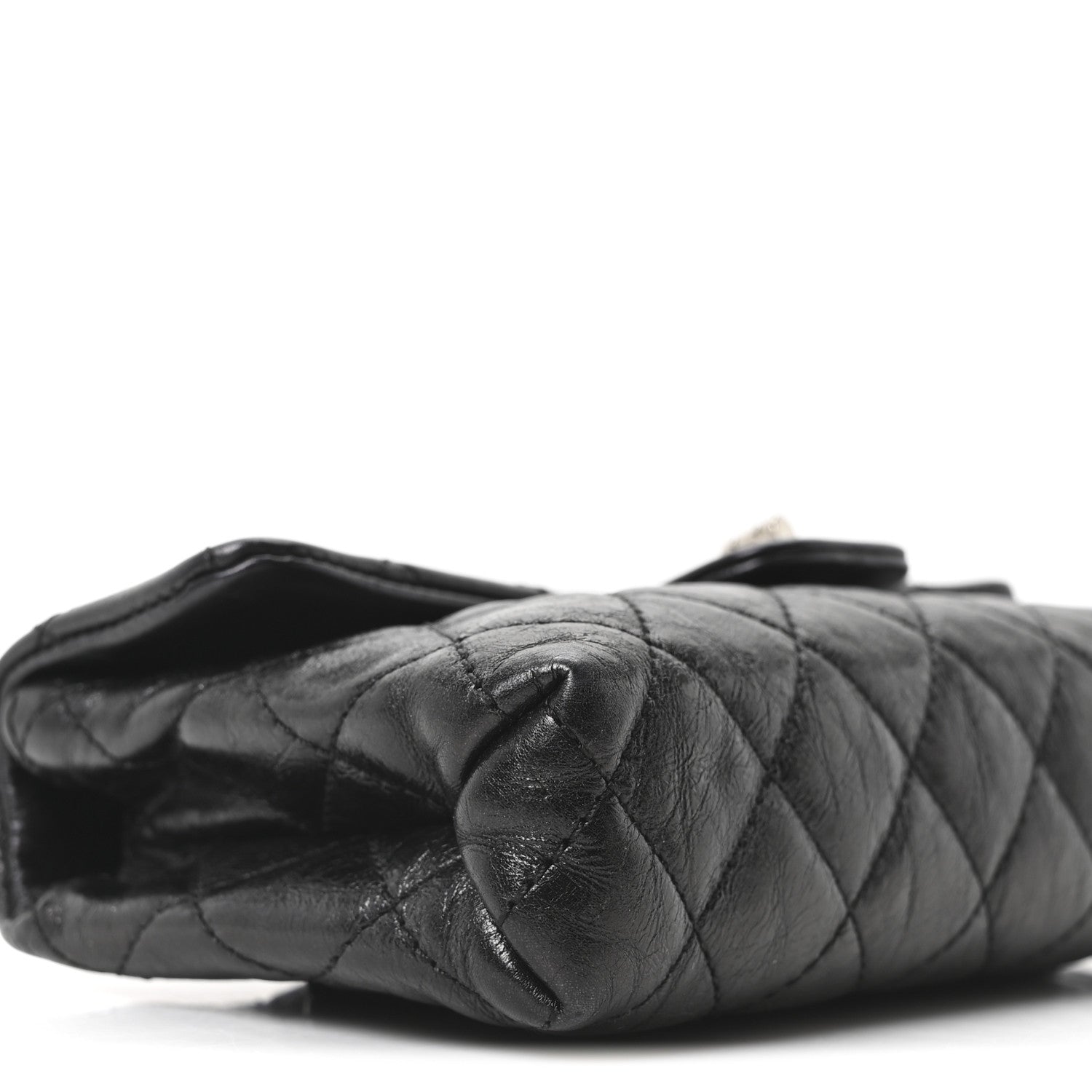 Chanel Glazed Calfskin Quilted 2.55 Reissue Flap Belt Bag Clutch 85 34 Black