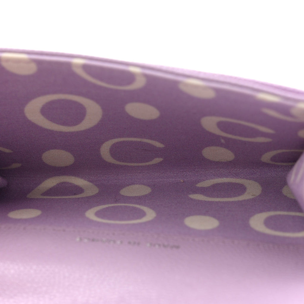 Caviar Quilted CC Logo Flap Wallet Light Purple