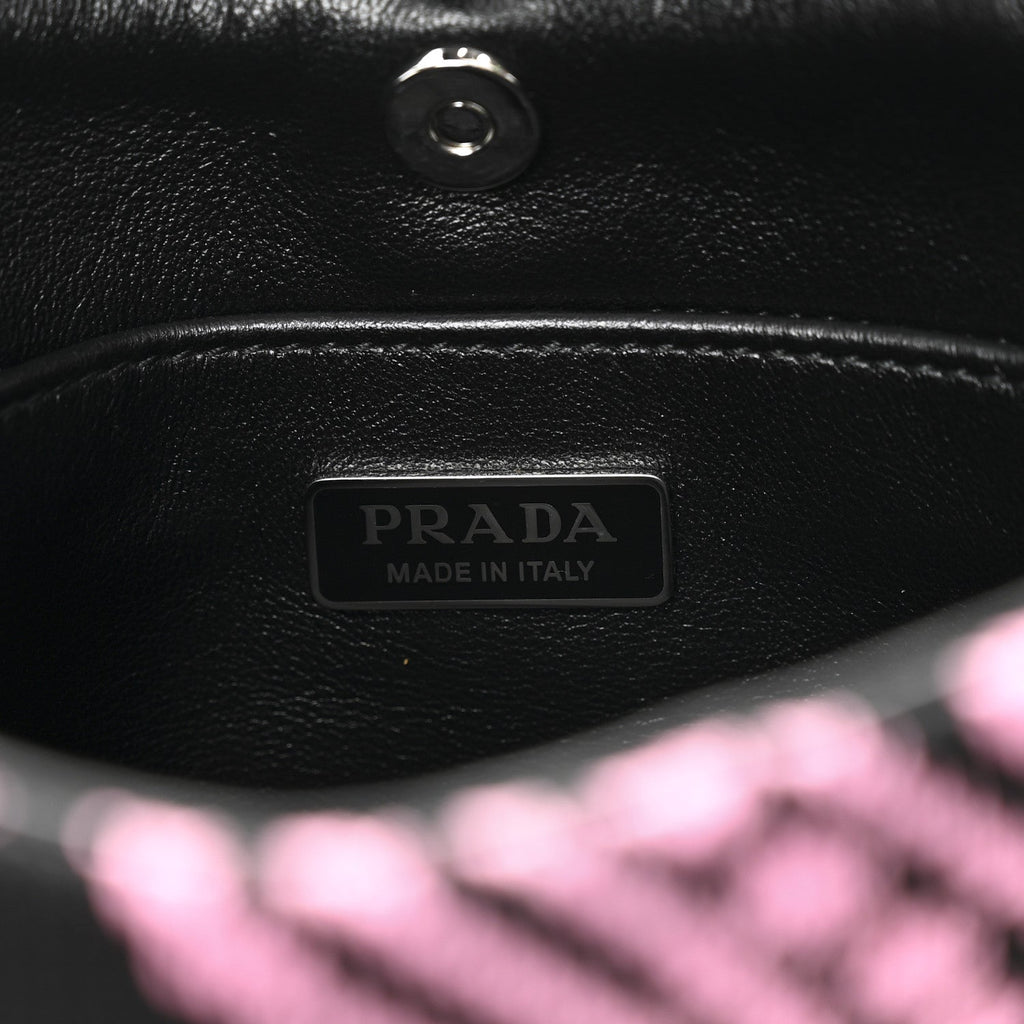 Prada Maglia Jacquard Cleo Shoulder Bag Black Rosa