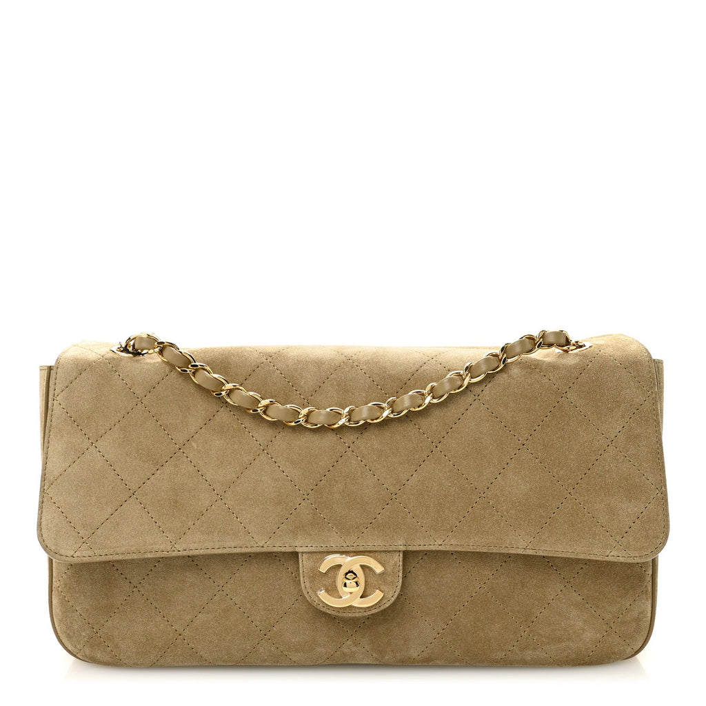 Chanel Suede Calfskin Small Souplissimo Maxi Flap Dark Beige