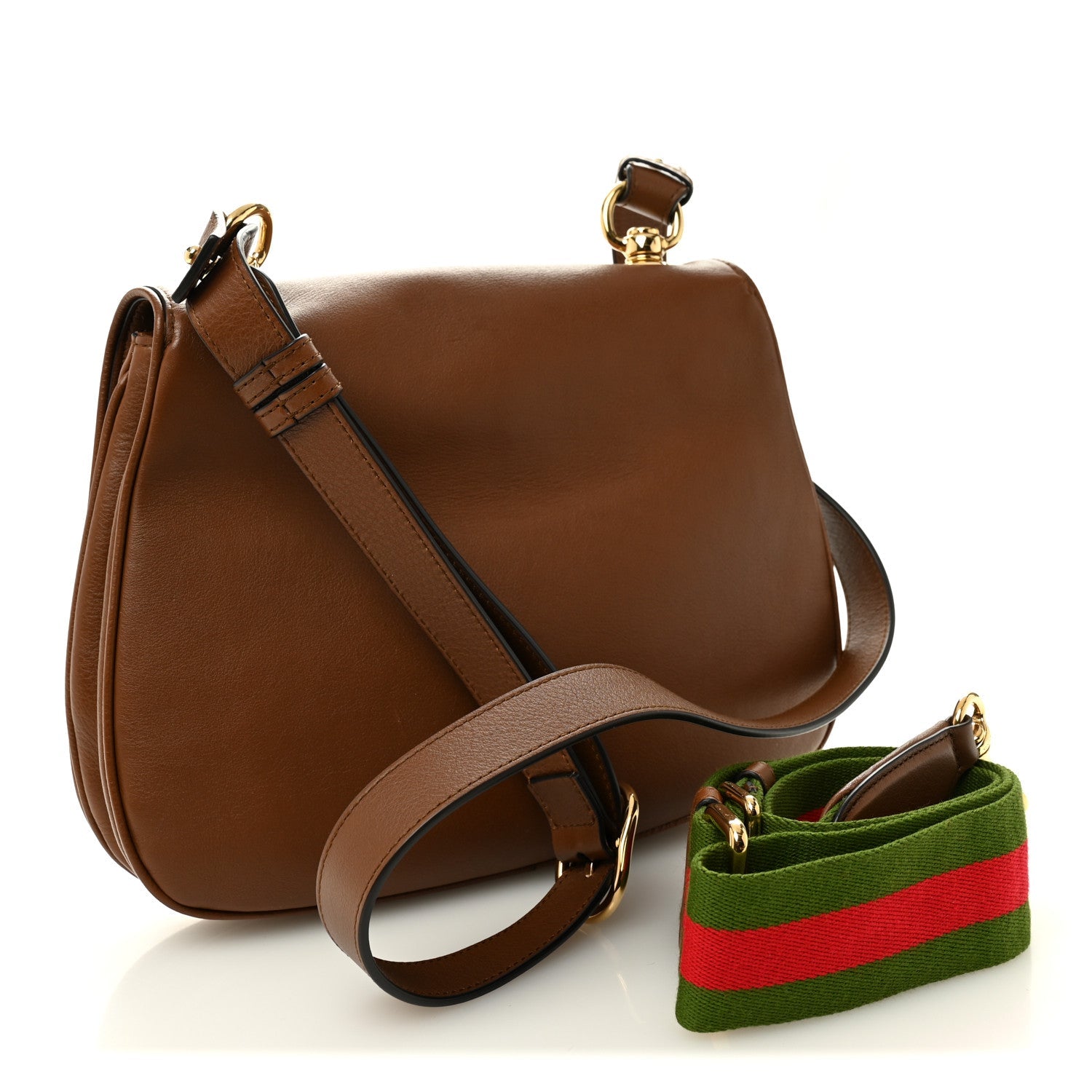 Gucci Roxy Calfskin Web Medium Blondie Shoulder Flap Bag Cuir