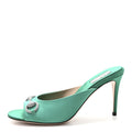 Gucci Raso Seta Malaga Kid Crystal Horsebit Sandals 37.5 Jade Caribbean Green