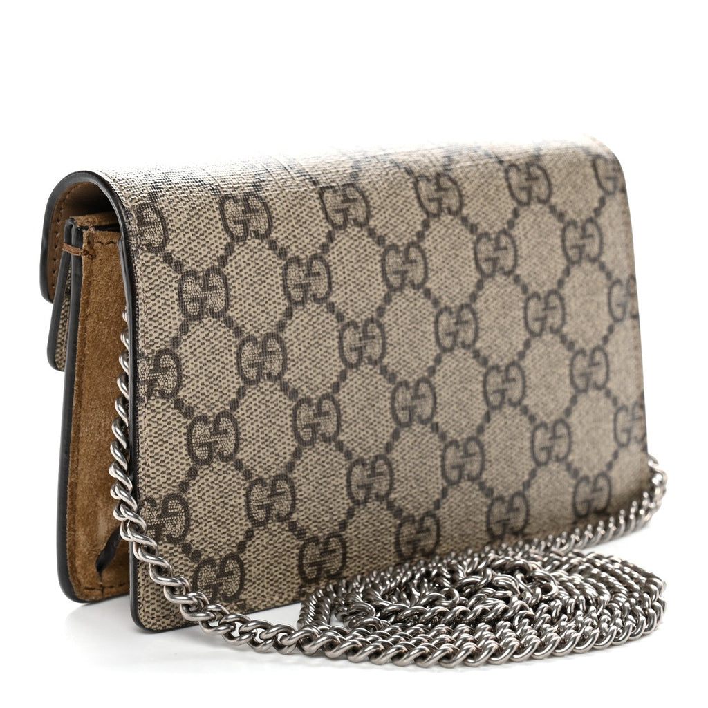 Gucci GG Supreme Monogram Super Mini Dionysus Shoulder Bag Taupe