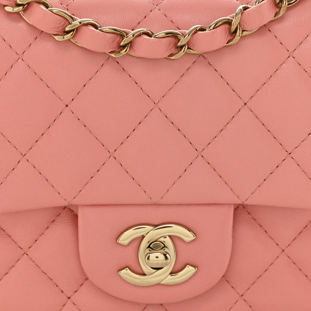 Chanel Lambskin Quilted Mini Square Flap Pink