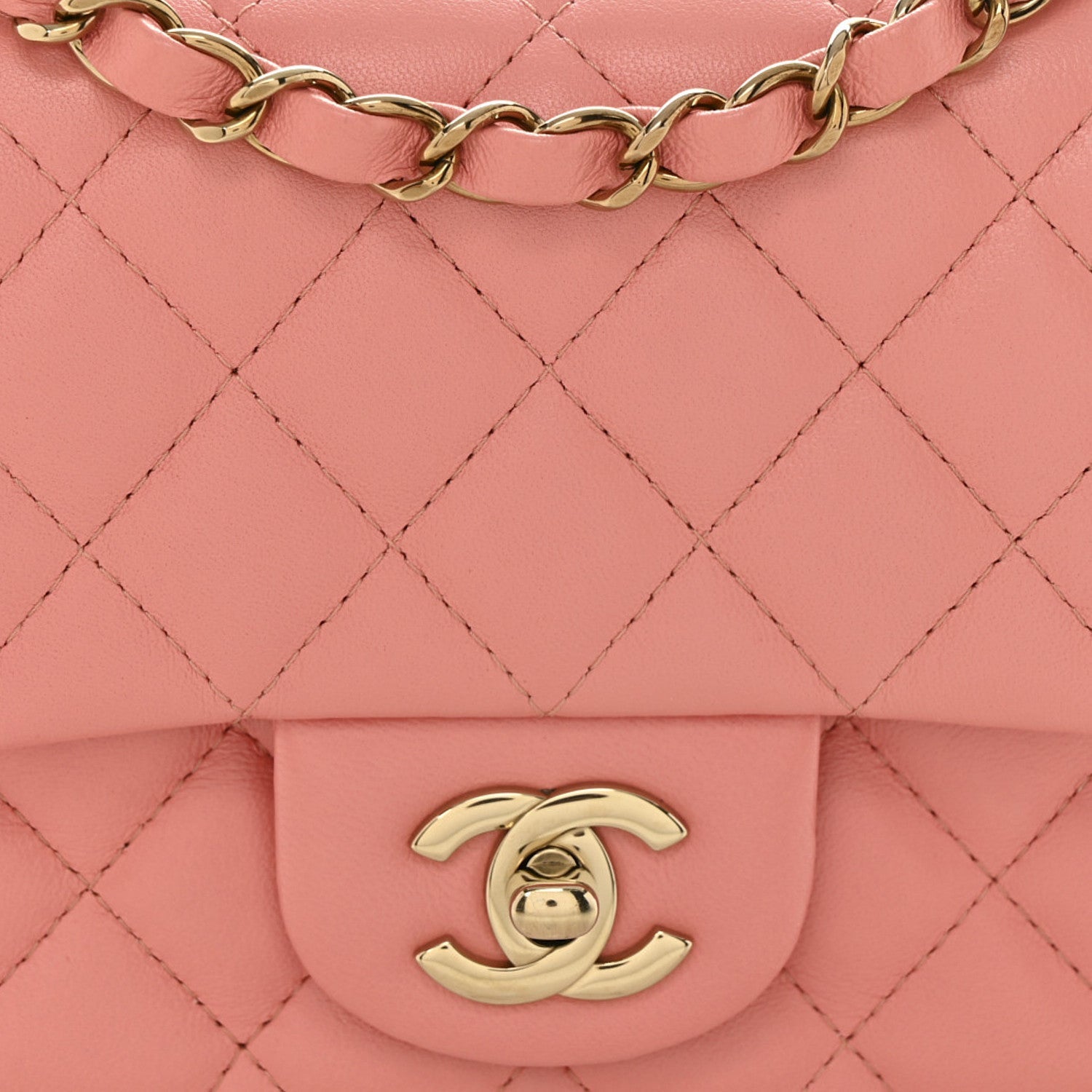Chanel Lambskin Quilted Mini Square Flap Pink