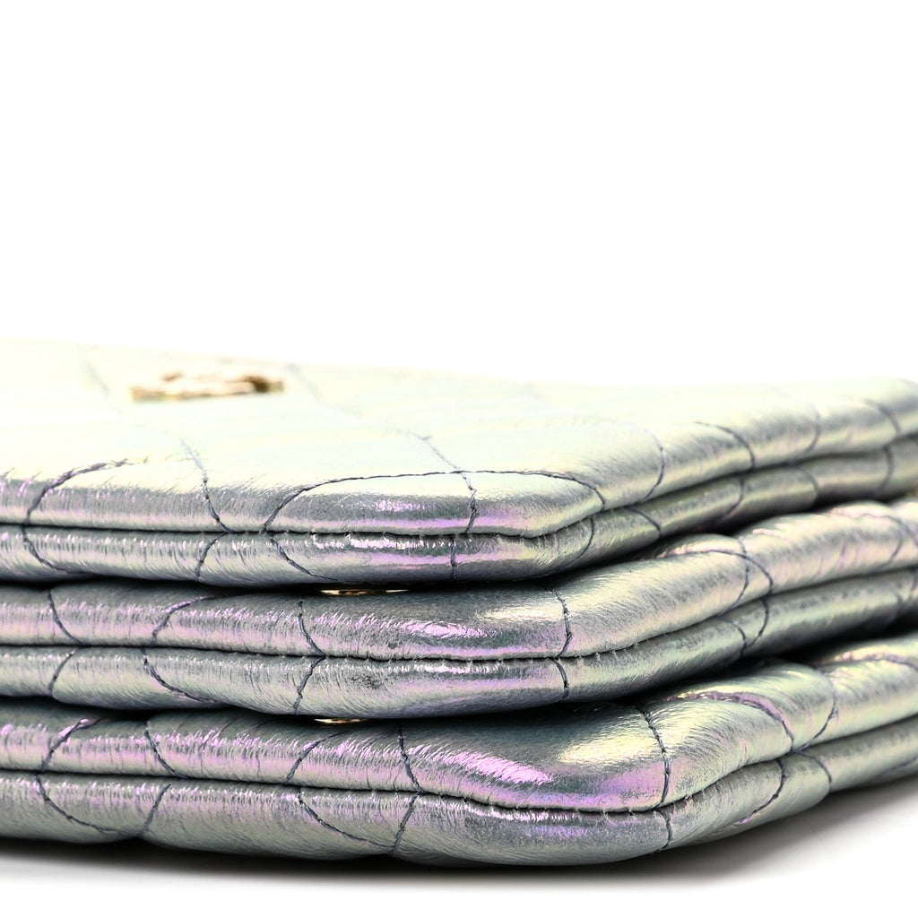 Iridescent Crumpled Calfskin Trio Cosmetic Case Purple