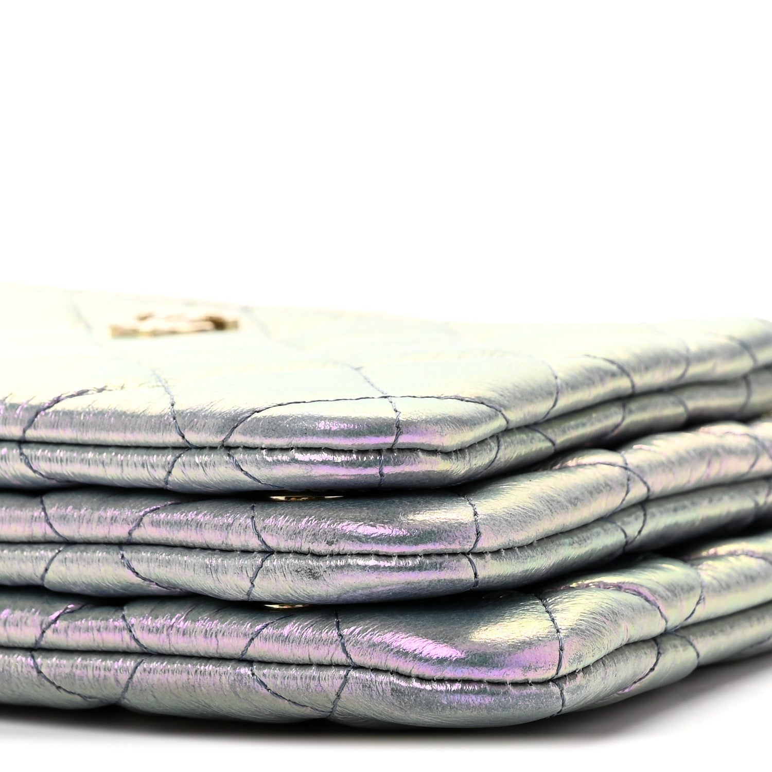Iridescent Crumpled Calfskin Trio Cosmetic Case Purple