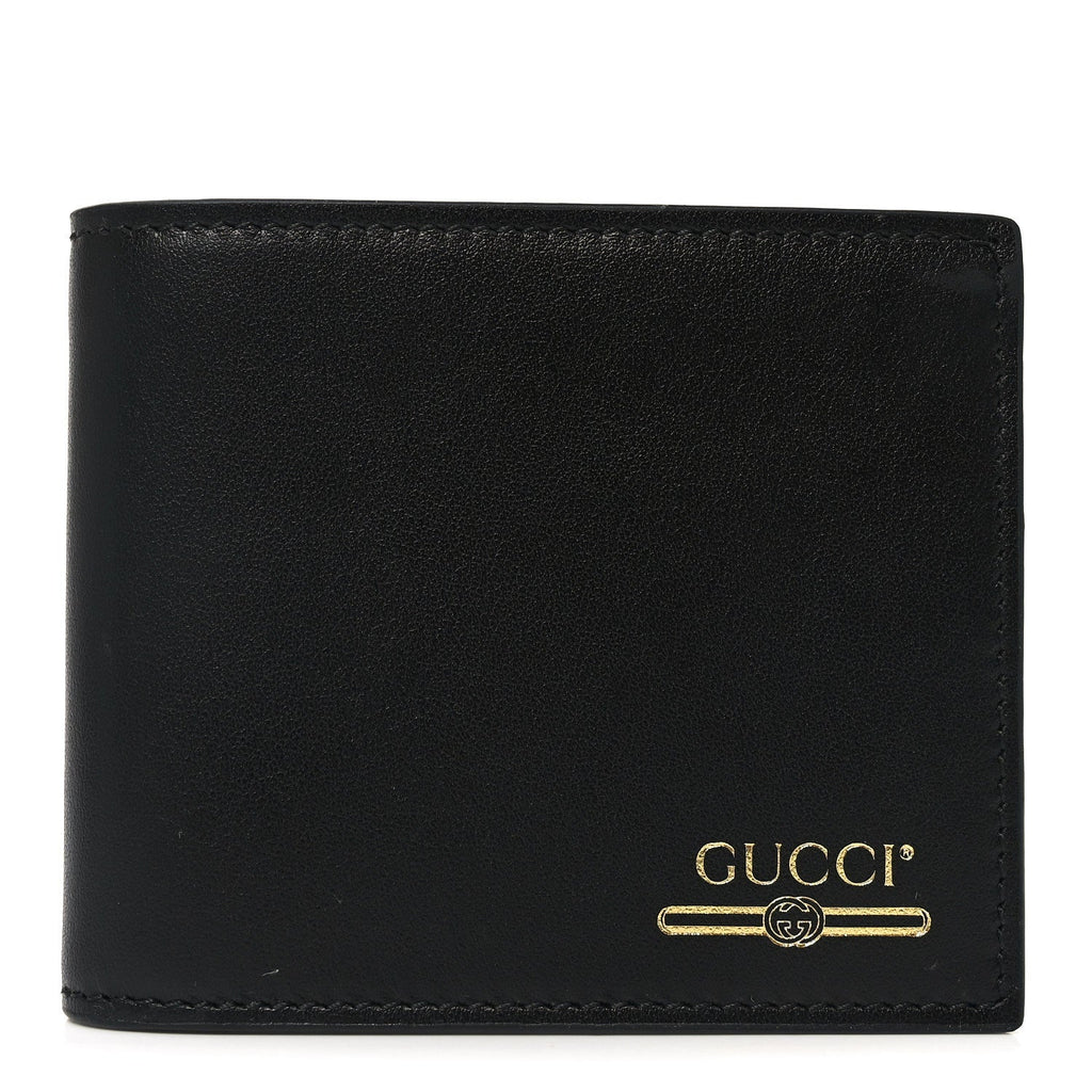 Gucci Plutone Calfskin Logo Bi-Fold Wallet Black