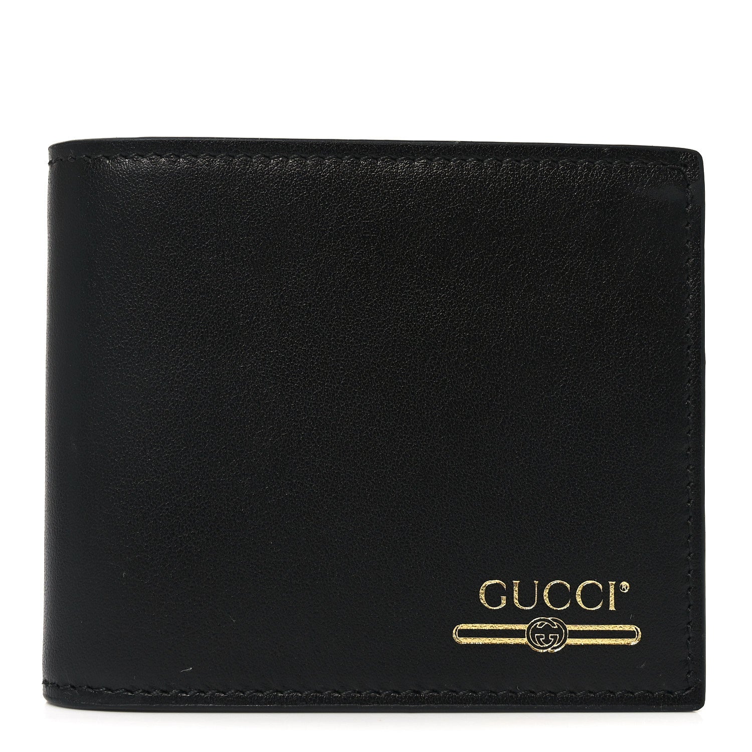 Gucci Plutone Calfskin Logo Bi-Fold Wallet Black