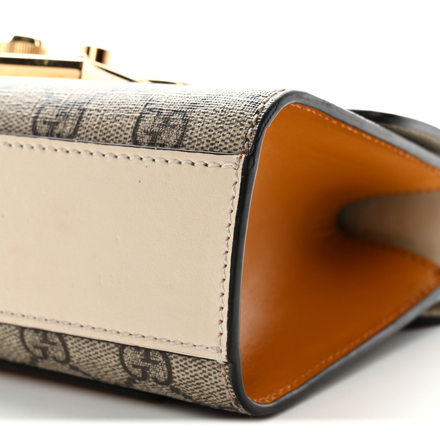 Gucci GG Supreme Monogram Calfskin Small Padlock Shoulder Bag Beige Mystic White Sun Oil