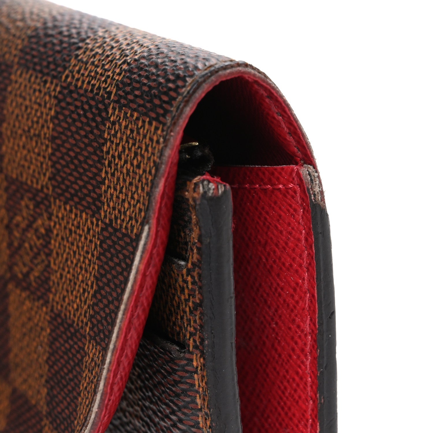 Louis Vuitton Damier Ebene Emilie Wallet Red
