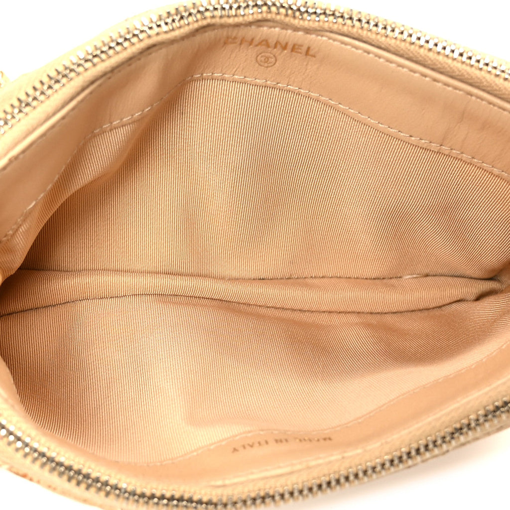 Chanel Metallic Caviar Quilted Small Clutch With Chain Gold