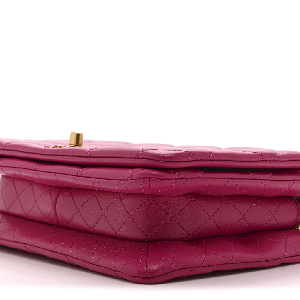 Chanel Lambskin Quilted On And On Small Chain Flap Fuchsia