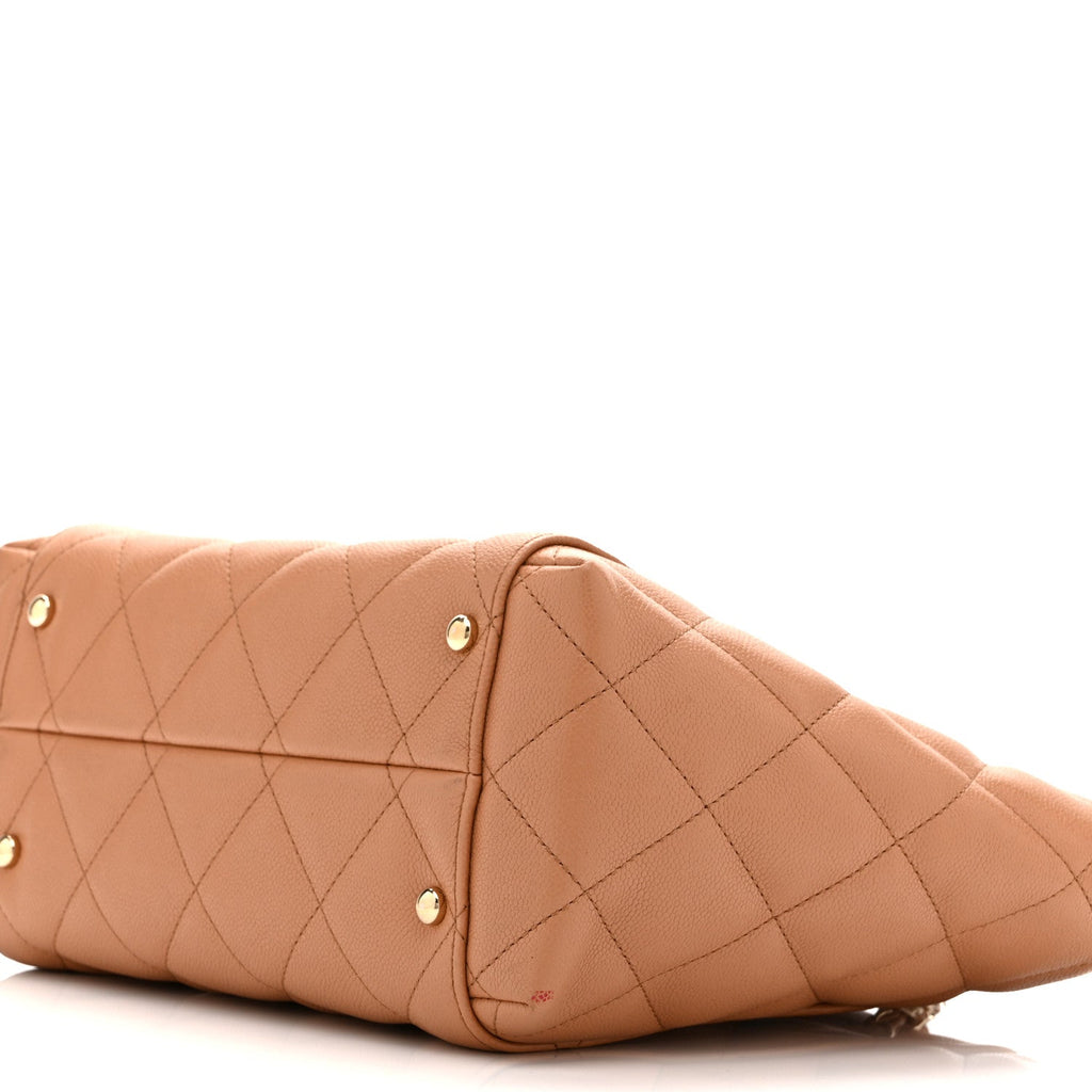 Chanel Caviar Quilted Small Shopping Tote Dark Beige