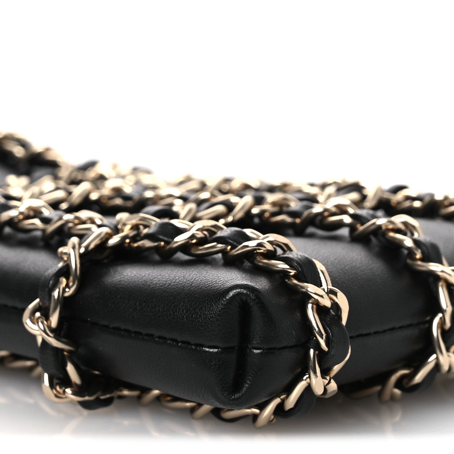 Chanel Lambskin Tech Me Out Clutch With Chain Black