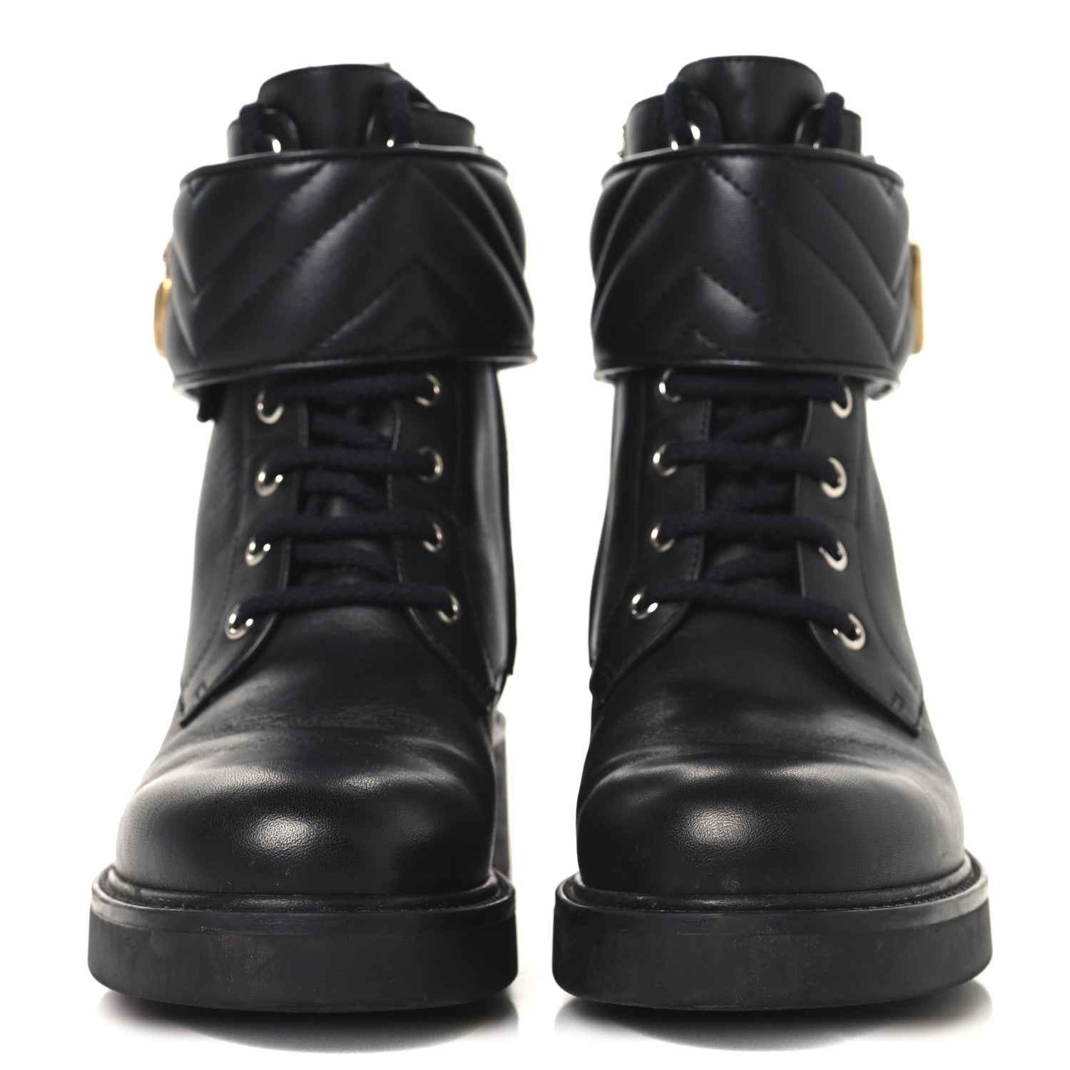 Gucci Flores Calfskin Nappa Matelasse GG 40mm Ankle Boots 37 Black