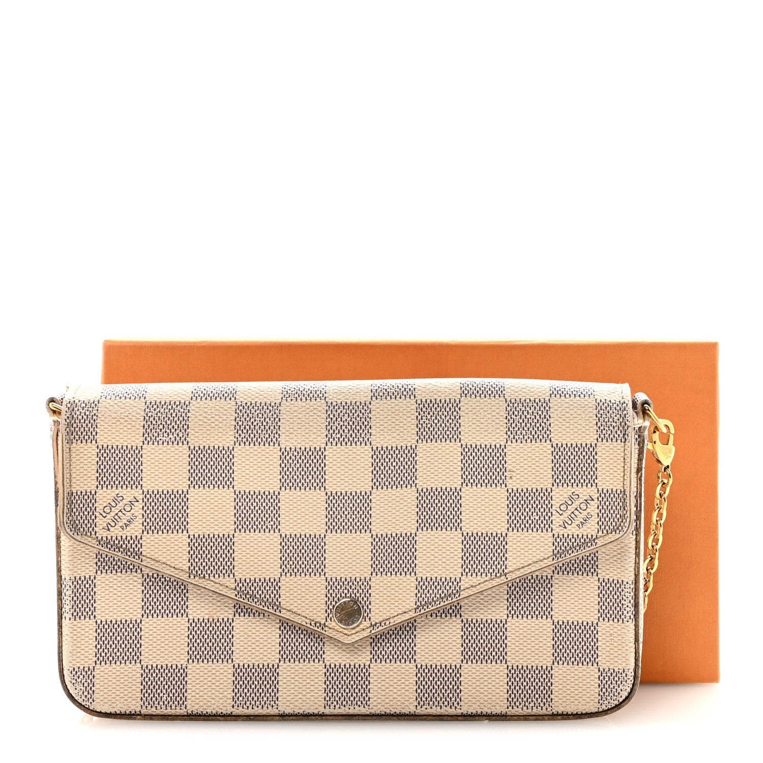 Louis Vuitton Damier Azur Pochette Felicie Chain Wallet Rose Ballerine