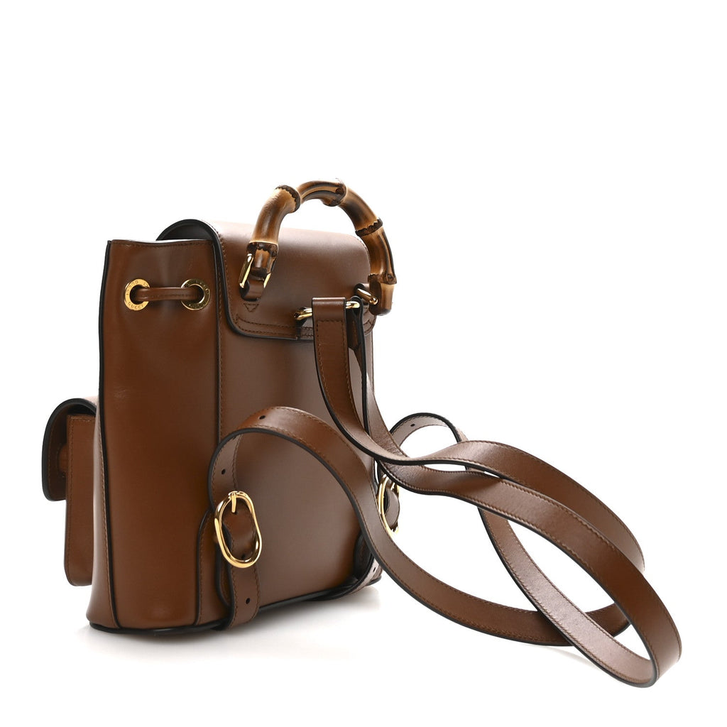 Gucci Calfskin Bamboo Backpack Cuir