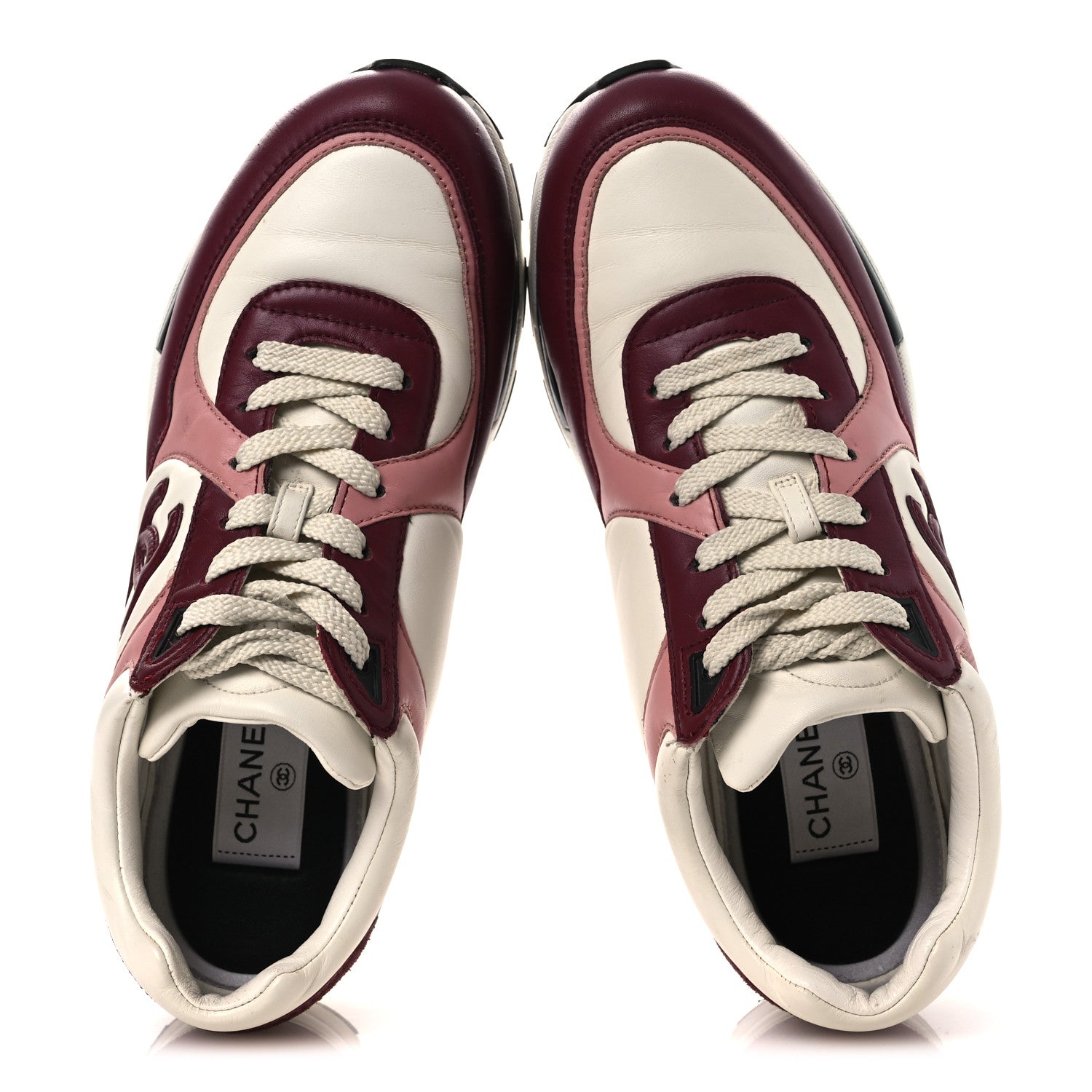 Calfskin CC Sneakers 38.5 Light Burgundy White Pink