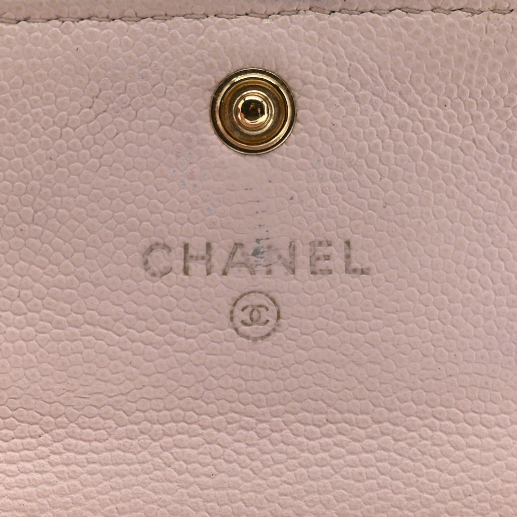 Caviar Quilted Crystal CC Flap Card Holder Pink
