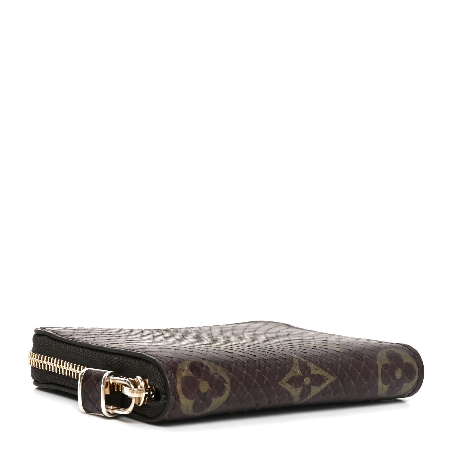 Louis Vuitton Snakeskin Monogram Zippy Padlock Coin Purse Brown