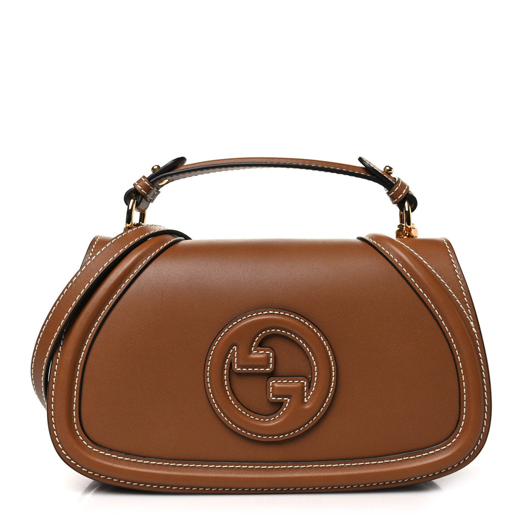Gucci Roxy Calfskin Medium Blondie Top Handle Bag Brown