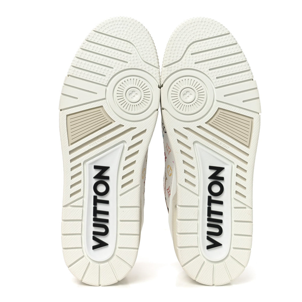 Louis Vuitton LV X TM Calfskin Monogram Multicolor Womens LV Trainer Sneakers 39 White Multicolor