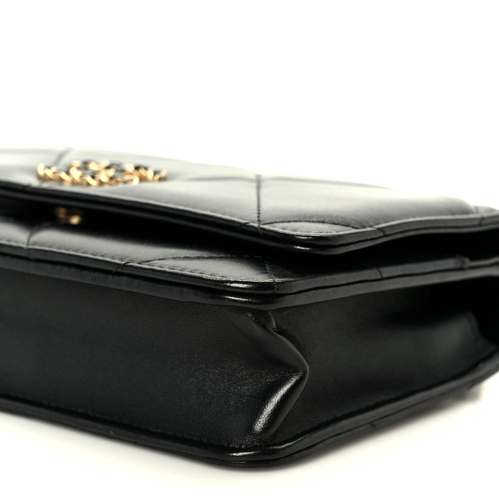 Chanel Lambskin Quilted Chanel 19 Wallet On Chain WOC Black