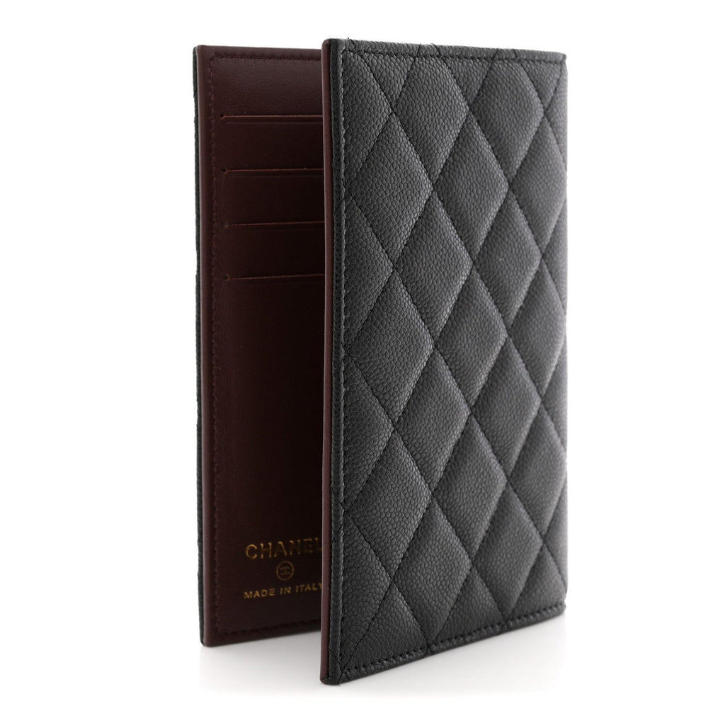 Caviar Quilted Passport Holder Black