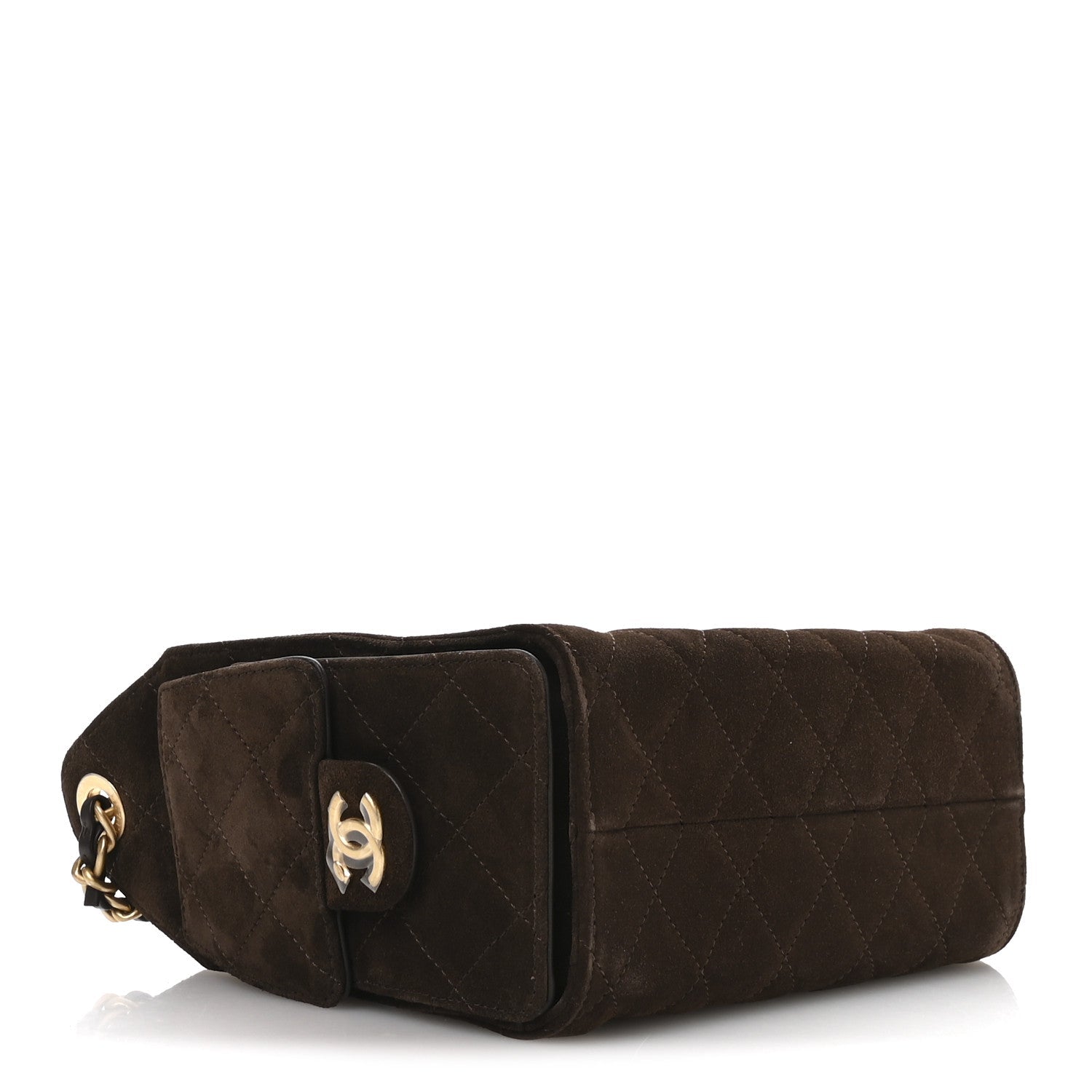 Chanel Suede Quilted Mini Chanel 25 Handbag Dark Brown
