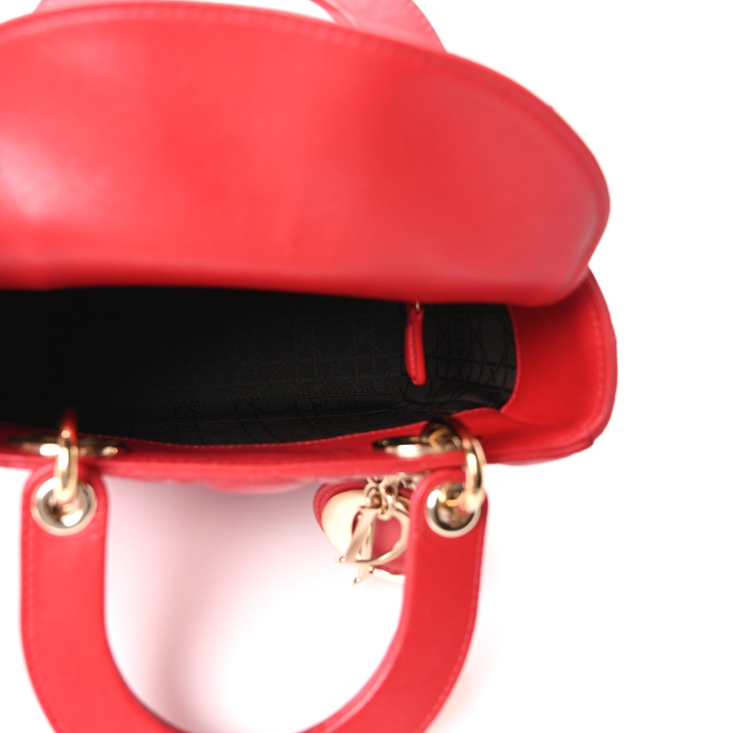Christian Dior Lambskin Cannage Small Lucky Badges Lady Dior Red