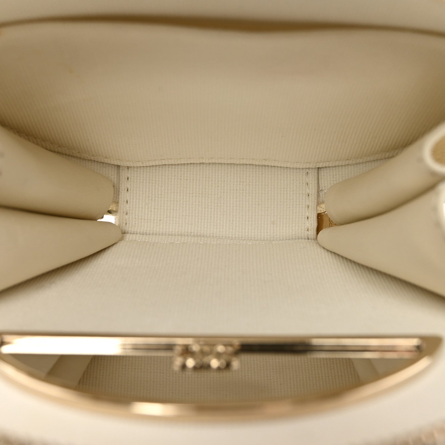 Chanel Caviar Quilted Round Handle With Care Vanity With Chain White