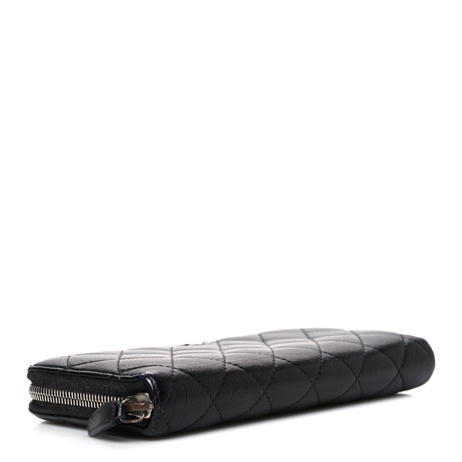 Caviar Quilted Large Gusset Zip Around Wallet Black