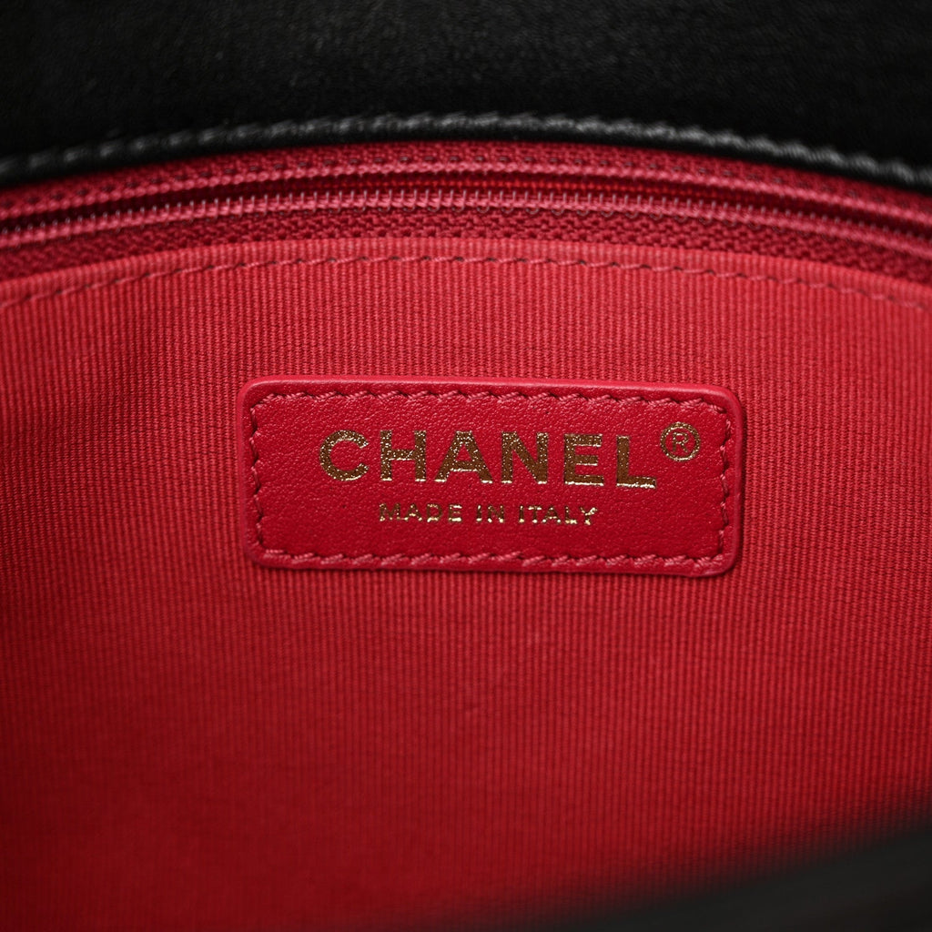 Chanel Glazed Calfskin Quilted Pearl Side Flap Black
