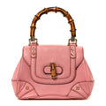 Gucci Calfskin Bamboo Top Handle Bag Pink