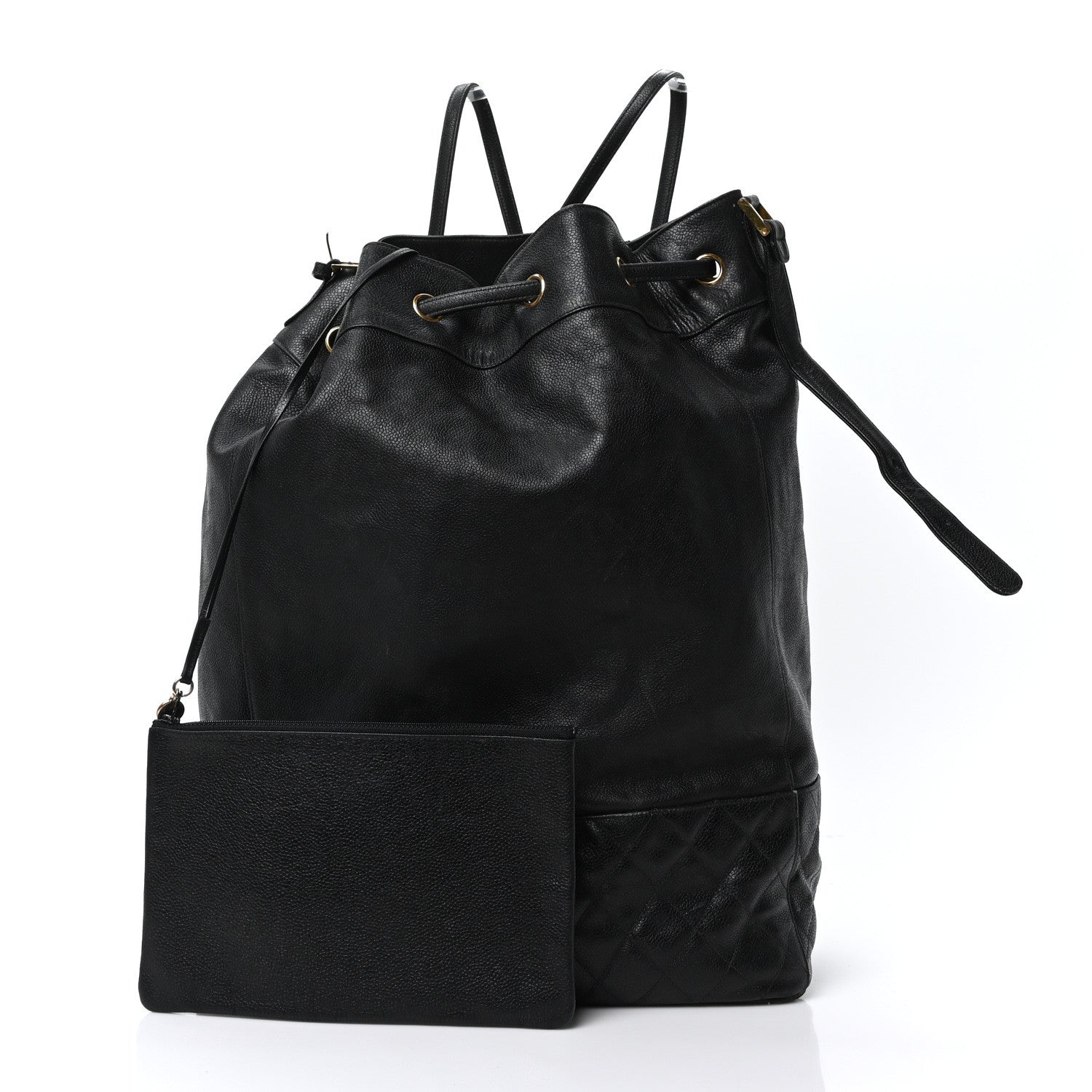 Chanel Caviar Quilted Drawstring Backpack Black