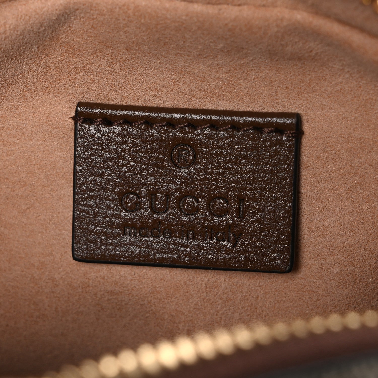 Gucci GG Supreme Monogram Azalea Calfskin Mini Retro Interlocking G Shoulder Bag Beige Ebony Brown Sugar