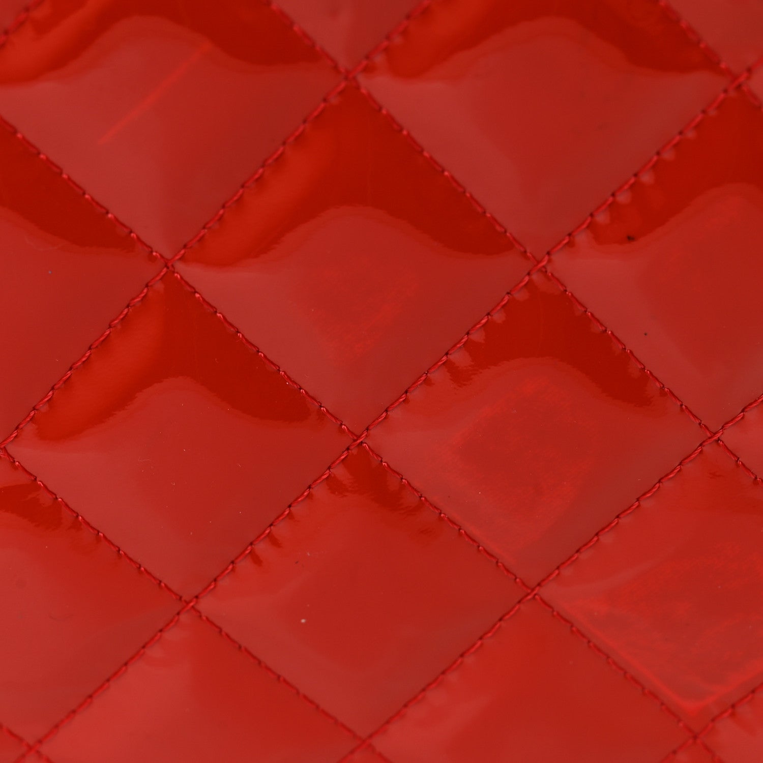 Patent Calfskin Quilted Valentine Hearts Medium O Cosmetic Case Red