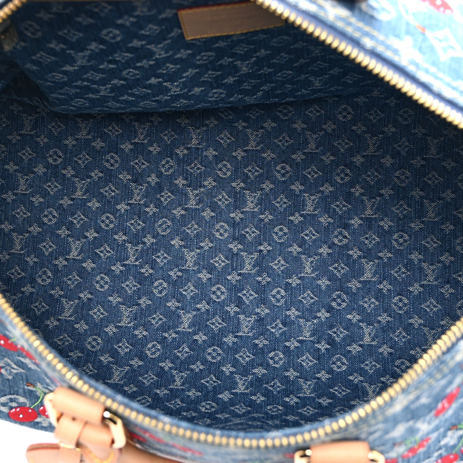 Louis Vuitton LV X TM Monogram Denim Cerises Keepall Bandouliere 45 Blue
