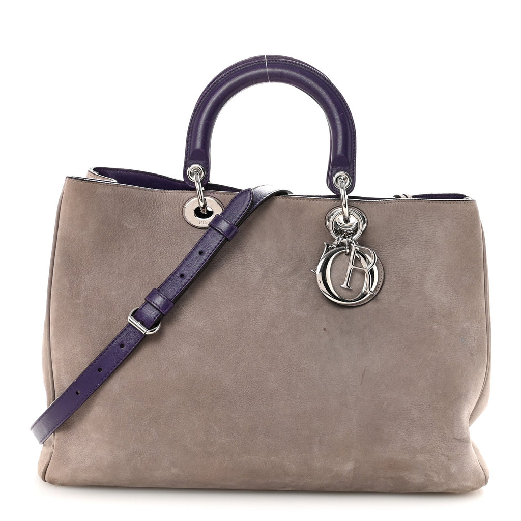 Christian Dior Suede Large Diorissimo Tote Purple