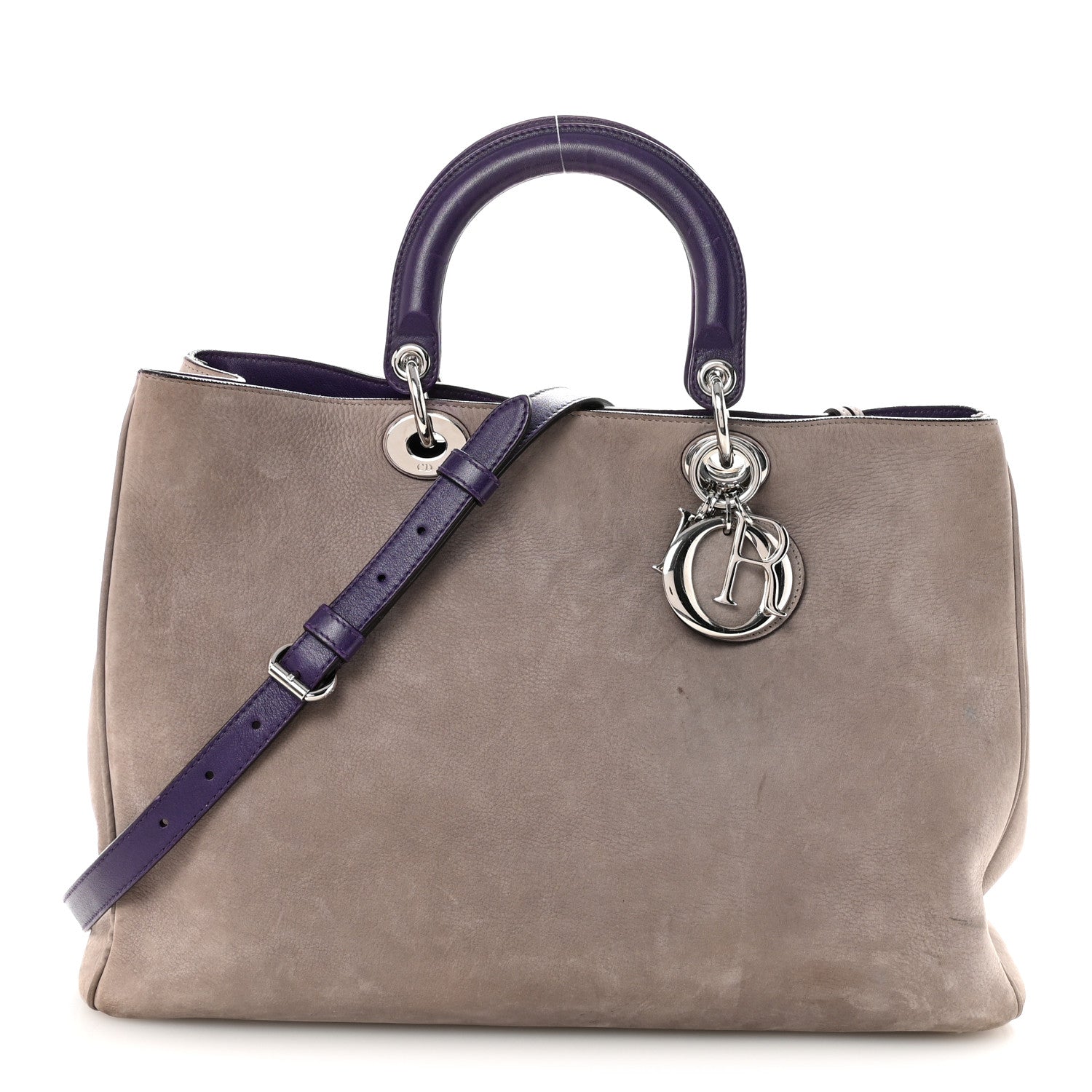 Christian Dior Suede Large Diorissimo Tote Purple