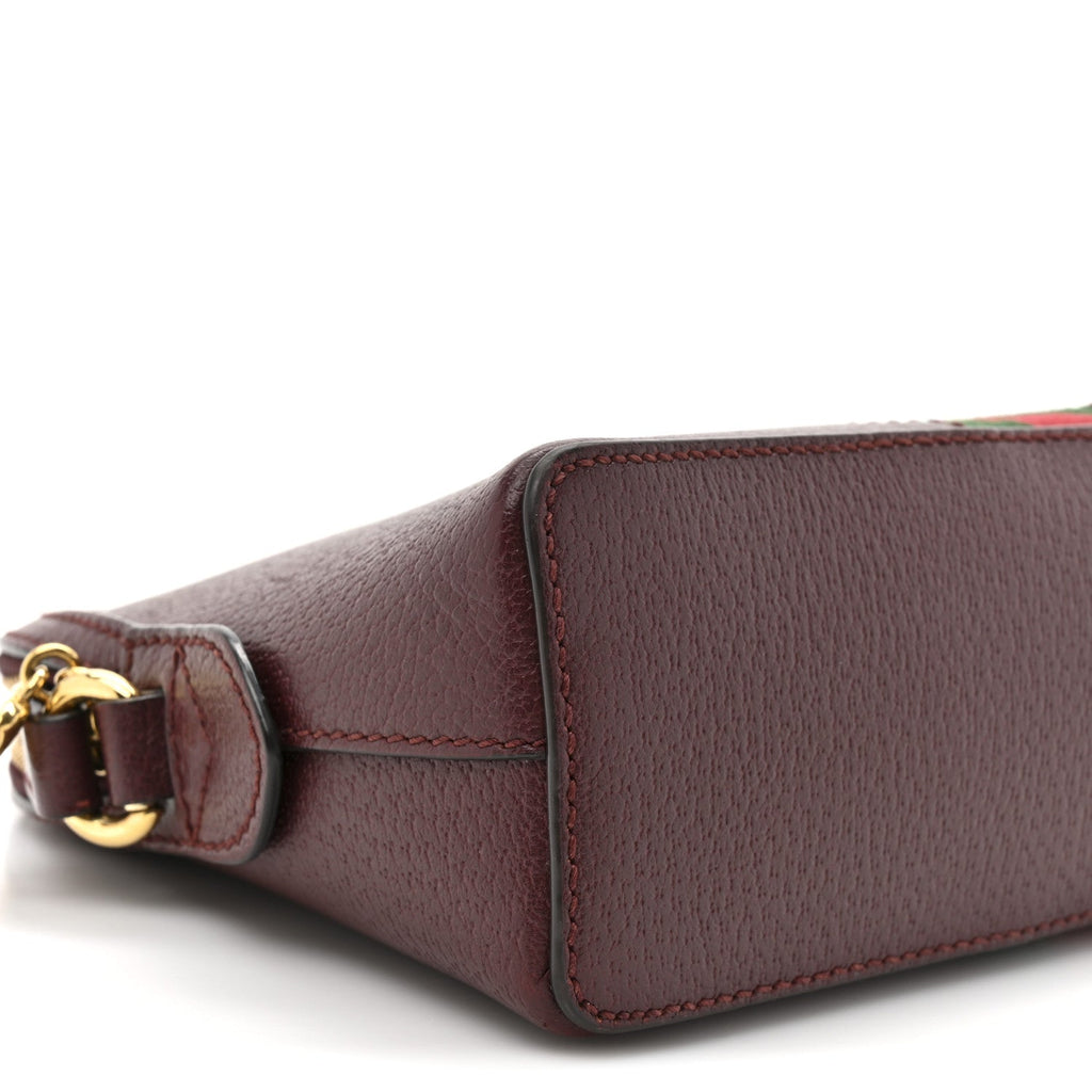 Gucci Textured Dollar Calfskin Web Small Ophidia Dome Shoulder Bag Burgundy