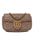 Gucci Calfskin Matelasse Super Mini GG Marmont Shoulder Bag Porcelain Rose