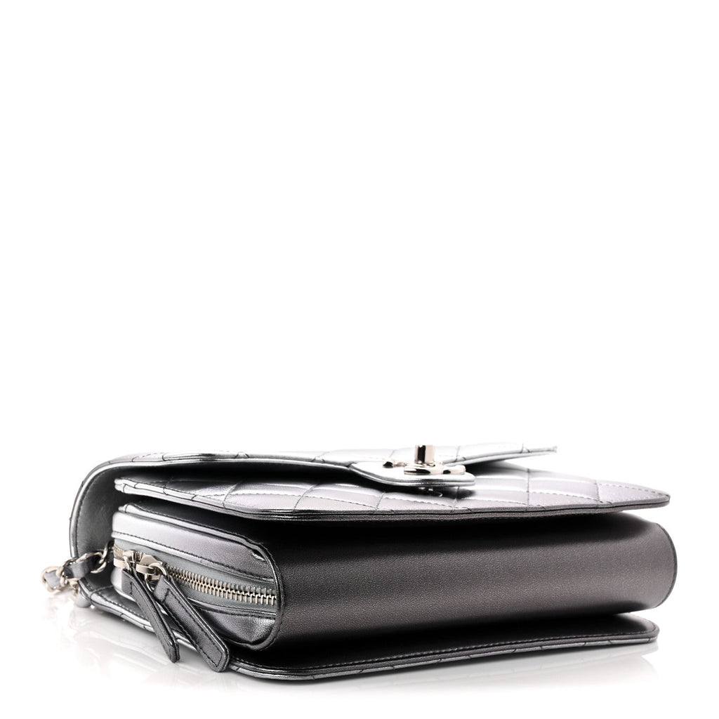 Chanel Metallic Lambskin Large Like A Wallet Flap Silver