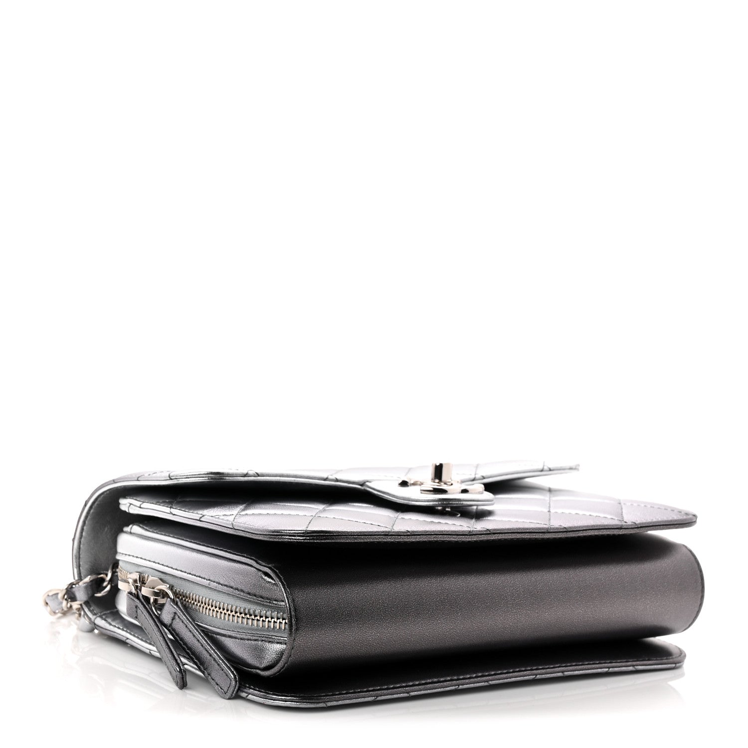 Chanel Metallic Lambskin Large Like A Wallet Flap Silver
