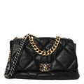 Chanel Goatskin Quilted Maxi Chanel 19 Flap Black